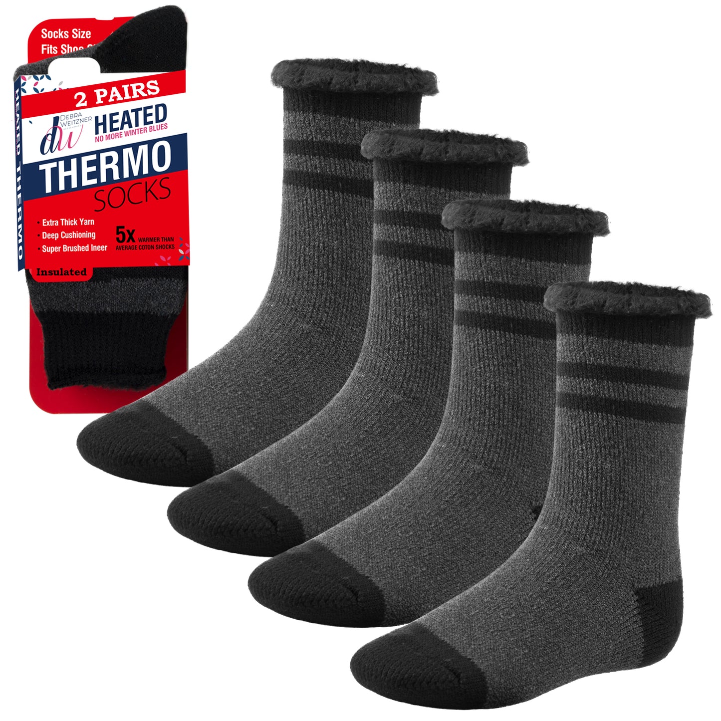 Thermal Winter Socks for Men and Women - 2 Pairs