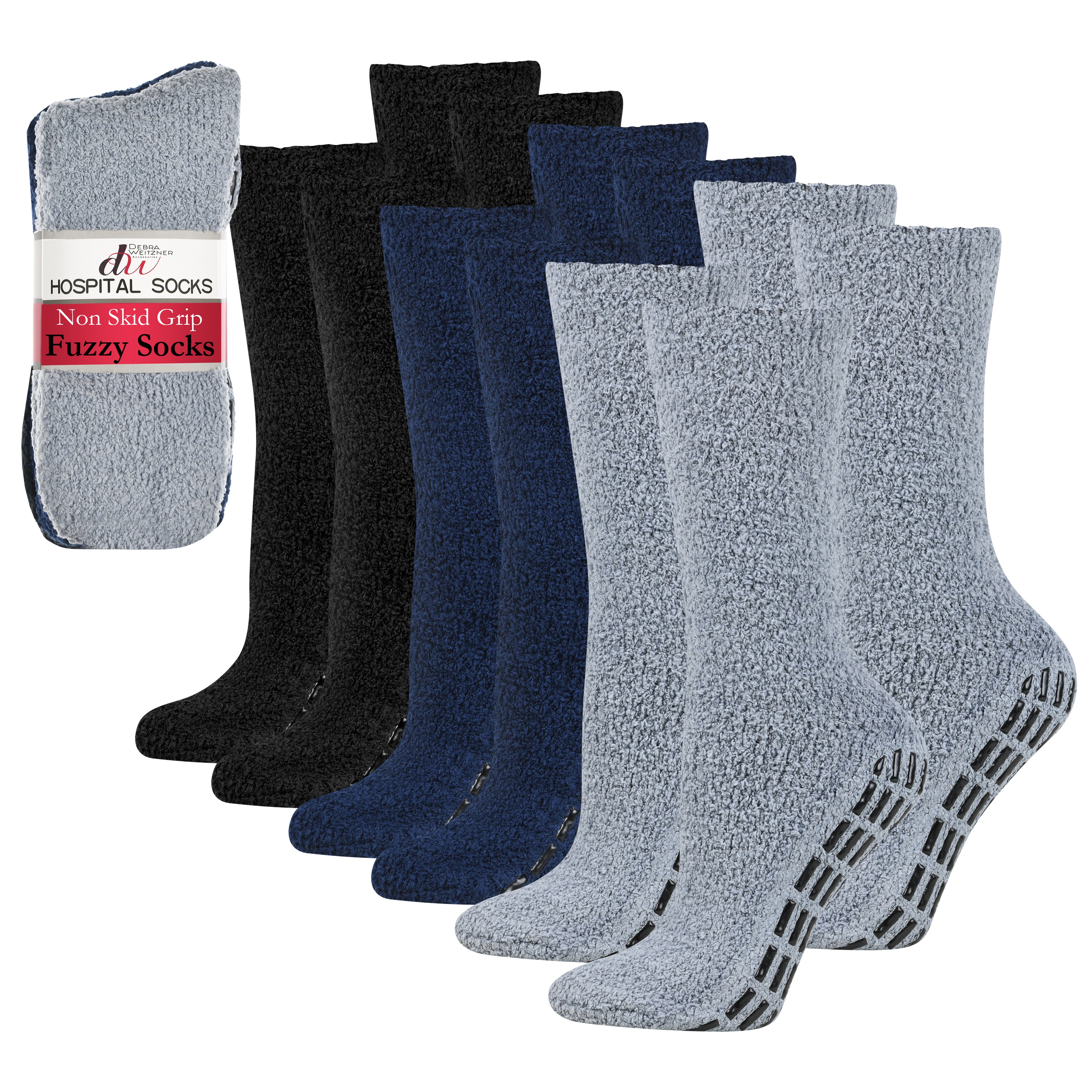 Debra Weitzner Non-Slip Fuzzy Socks Warm Winter Socks for Women, 6 Pairs  Solid Color 