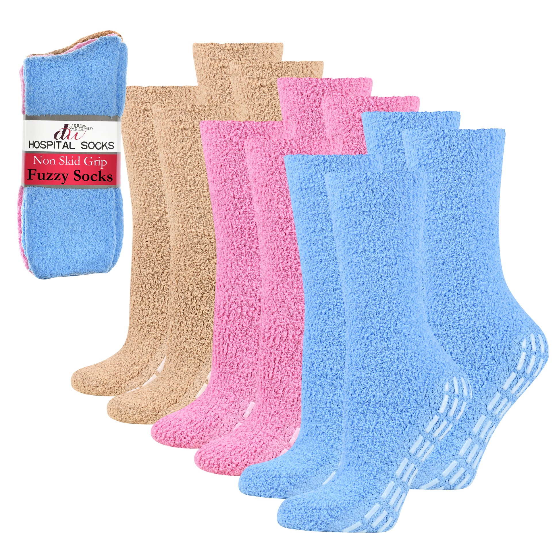 Green Sky Teal 12 Pairs Bariatric Double Tread Grip Socks - Enhanced  Non-Slip Protection for Men and Women (One Size)