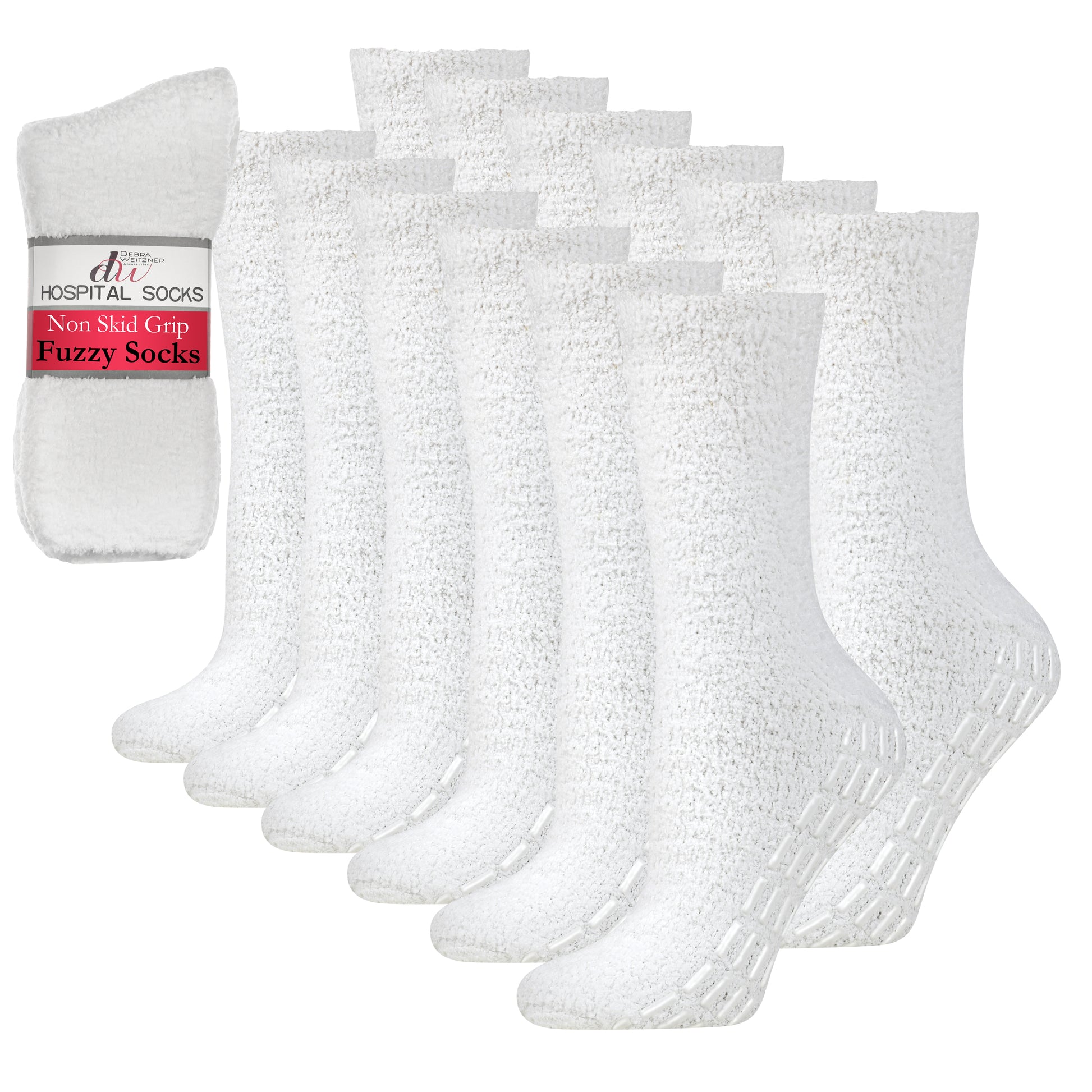 Fuzzy Hospital Socks - Non Slip Grip - 6 Pairs – Debra Weitzner
