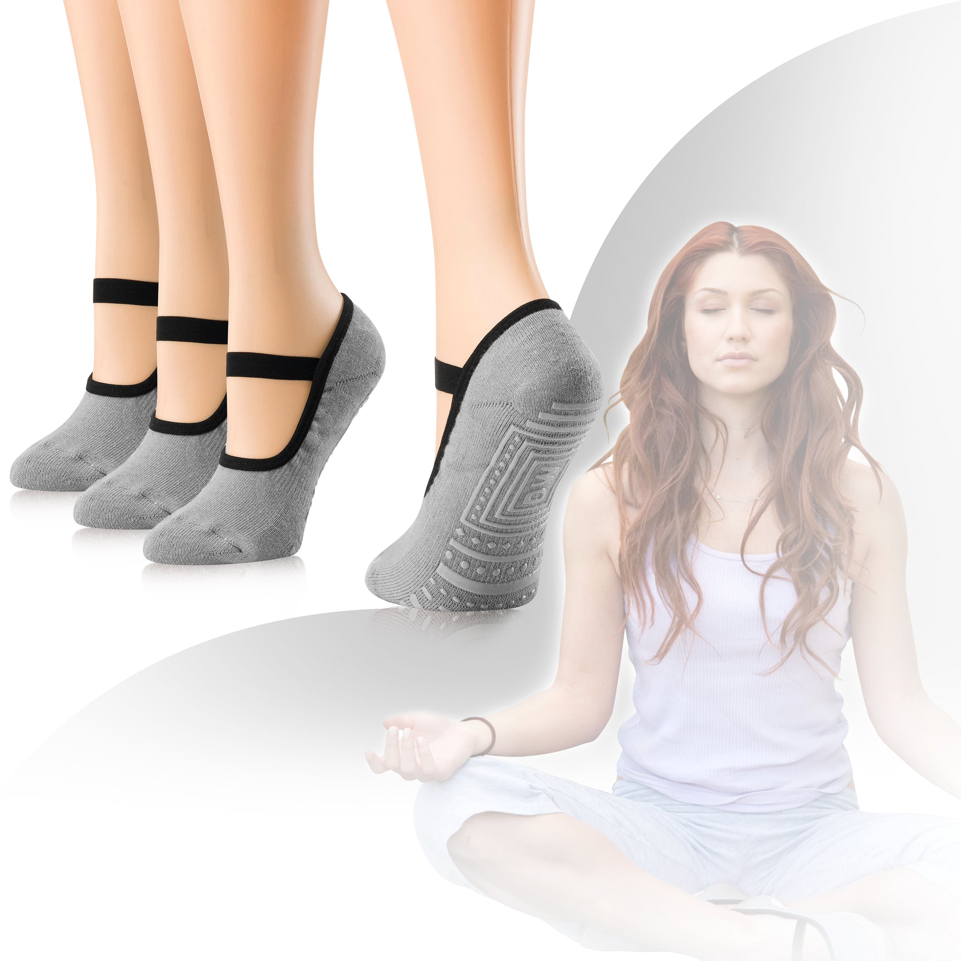 Womens Yoga Socks - Non Slip Grip 3 Pairs – Debra Weitzner