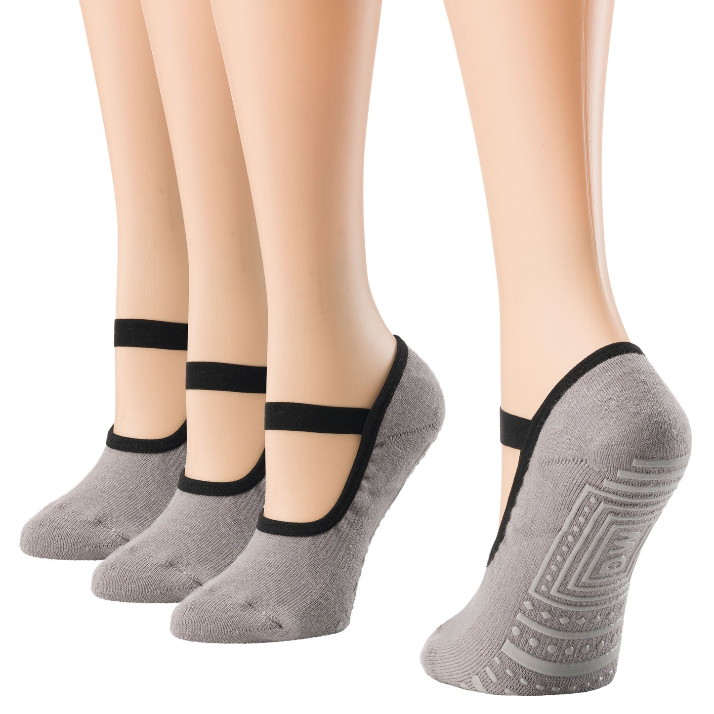 Womens Yoga Socks - Non Slip Grip 3 Pairs
