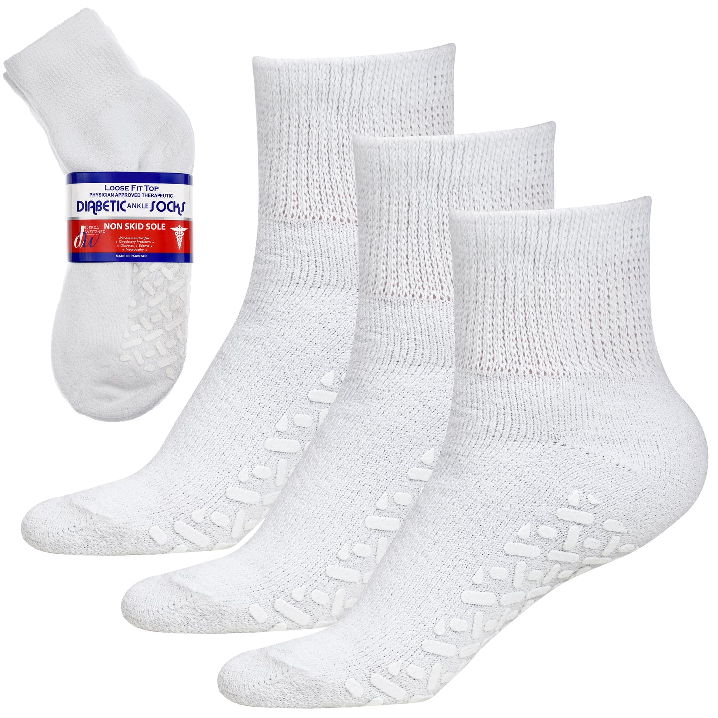Diabetic Grip Socks for Men and Women - Non Slip 3 Pairs