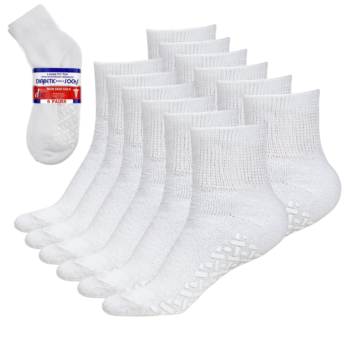 Diabetic Socks with Grips- Non Slip for Men and Women - 6 Pairs