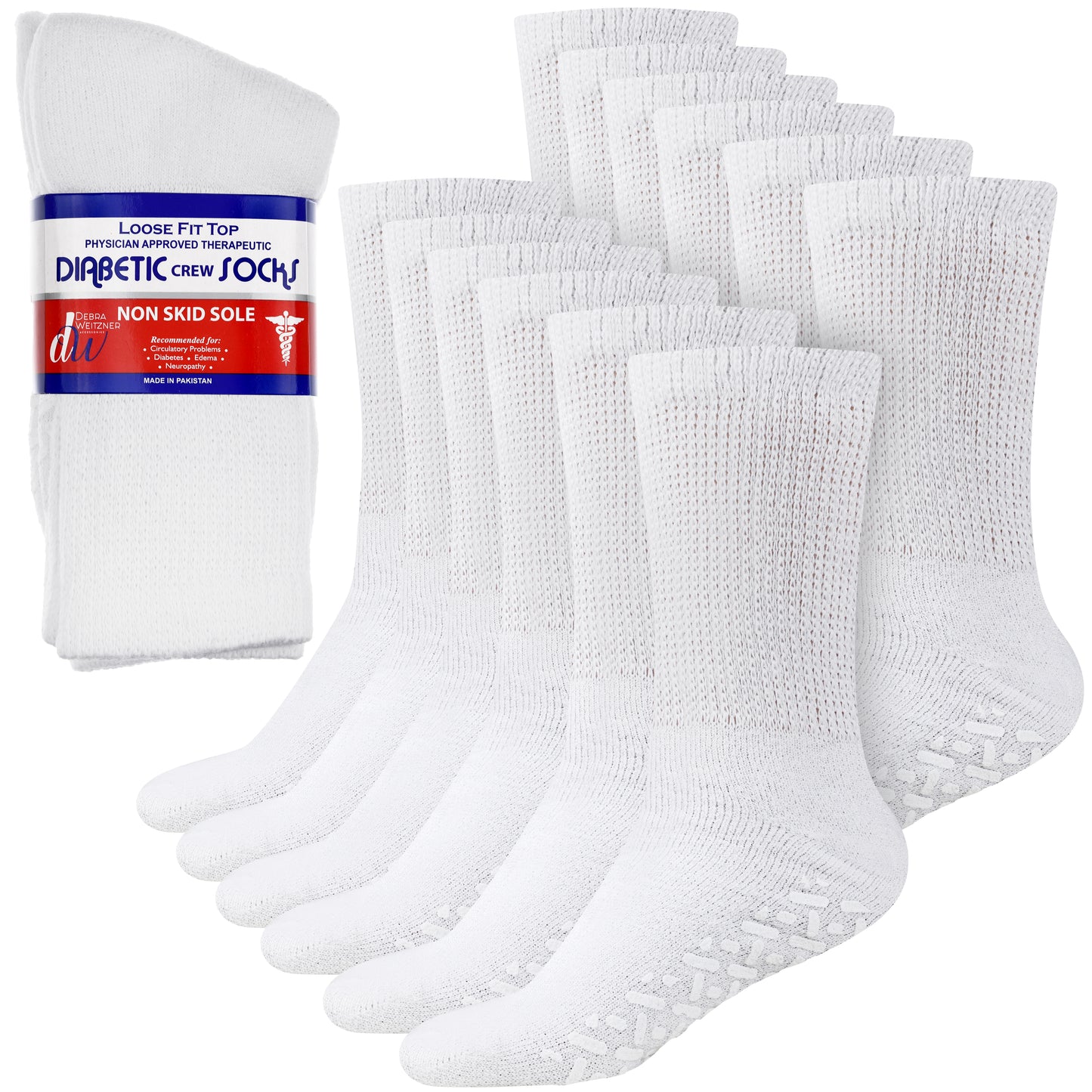 Diabetic Socks with Grips- Non Slip for Men and Women - 6 Pairs