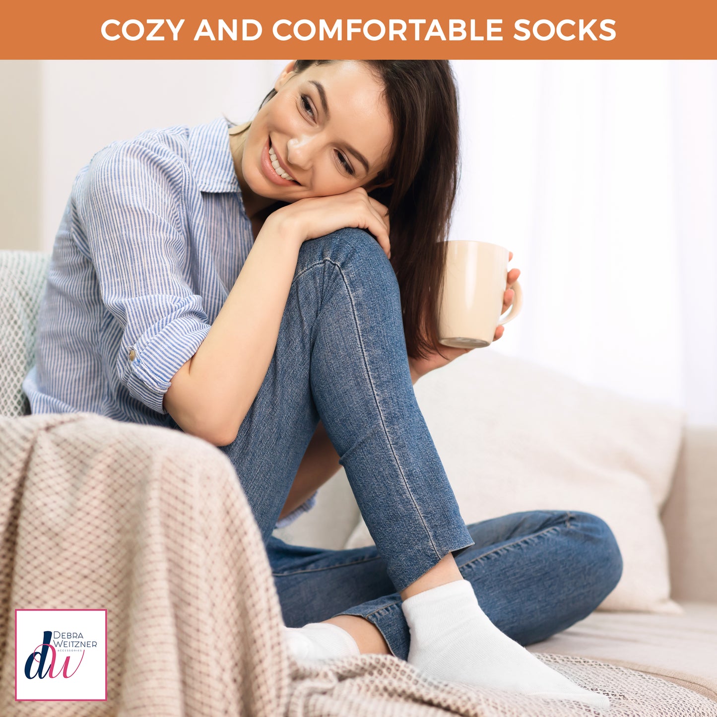 Diabetic Ankle Socks Mens, Womens Loose Fit - 6 Pairs