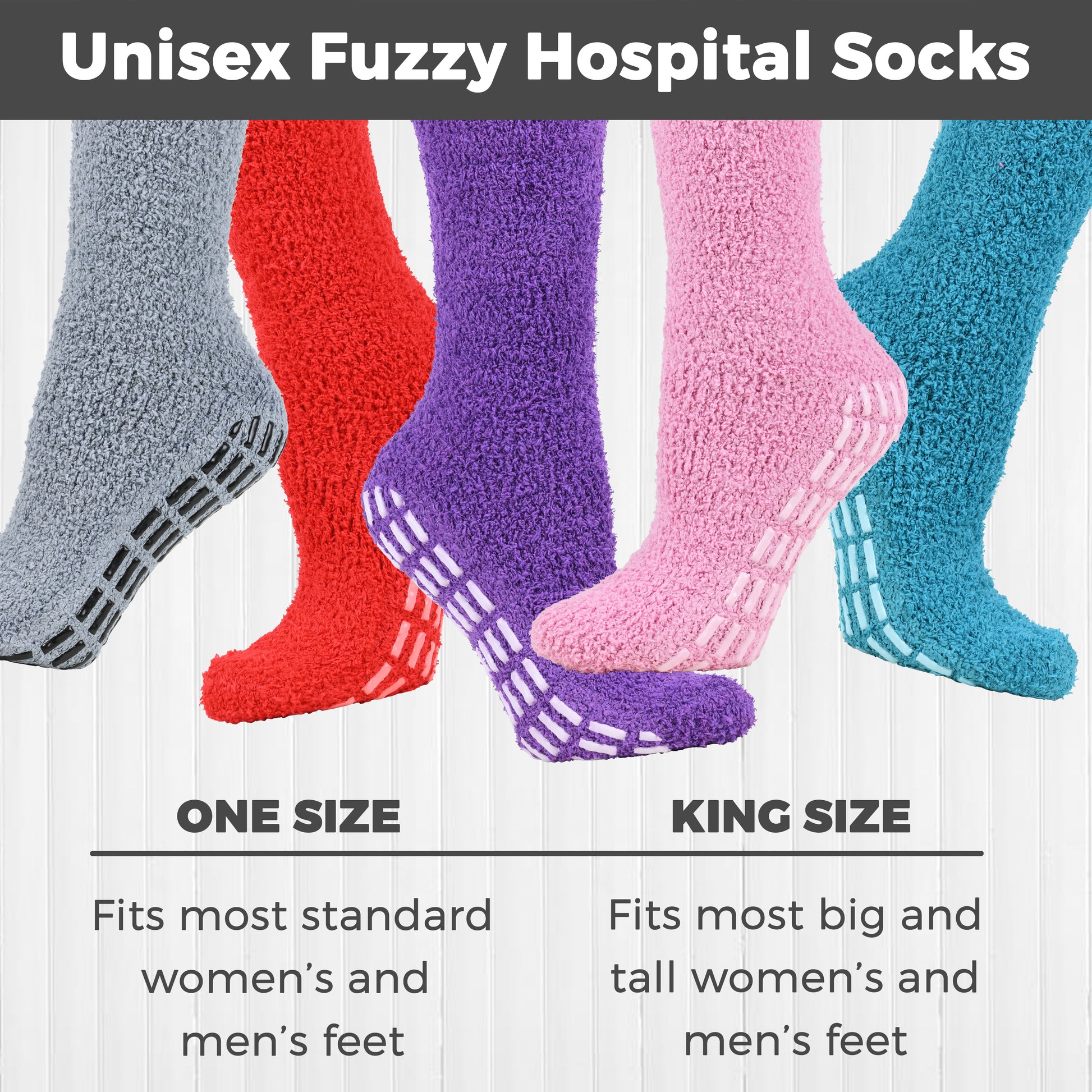 Fuzzy Hospital Socks - Non Slip Grip - 6 Pairs – Debra Weitzner